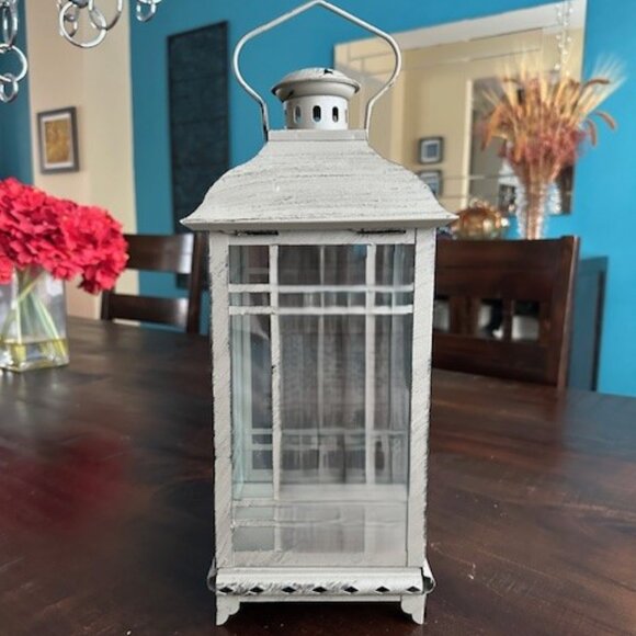 Other - NWOT Weathered Mission Style Metal Candle Lantern in Rustic Taupe Finish